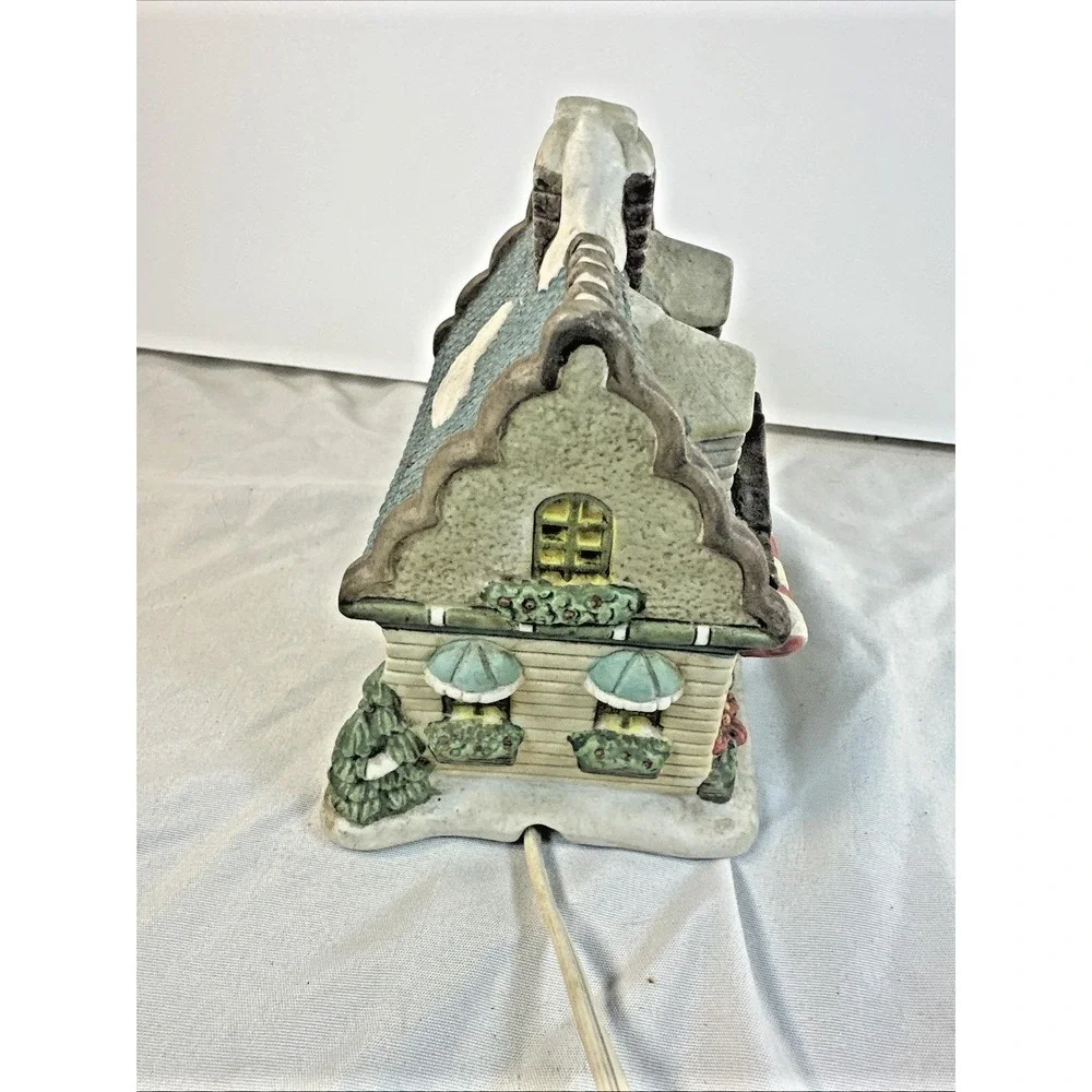 Vintage Christmas Collection Porcelain Lighted House - Flower Shop c 1995